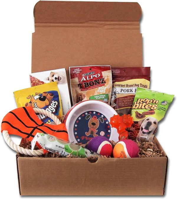 A selection of pet-friendly toys and treats for gifting